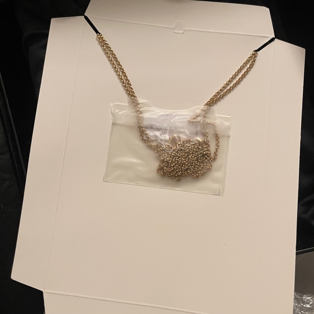 Elegant Gold and White Double Pendant Necklace - Picture 3 of 4